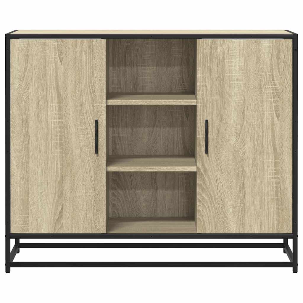 Modern Wooden Sideboard Storage Cabinet Unit With 2 Doors & Open Shelves Wood