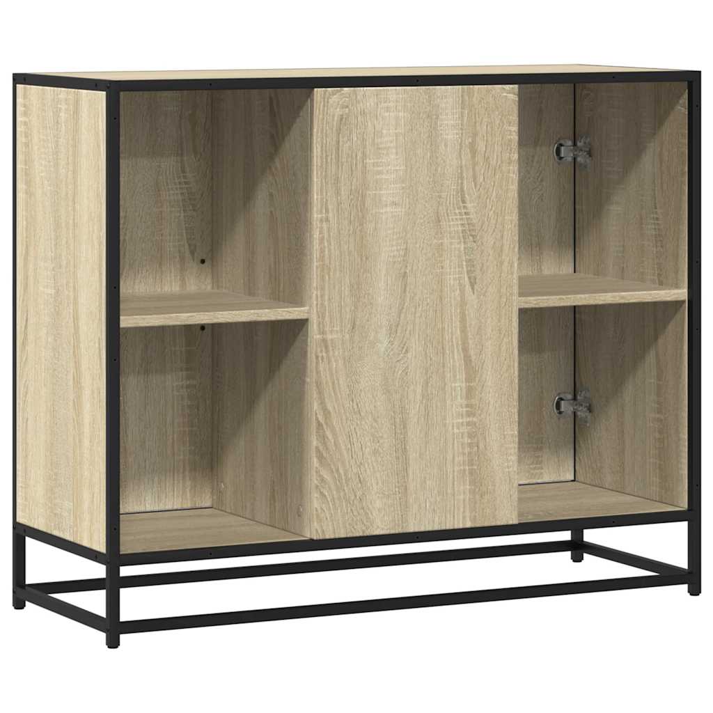 Modern Wooden Sideboard Storage Cabinet Unit With 2 Doors & Open Shelves Wood