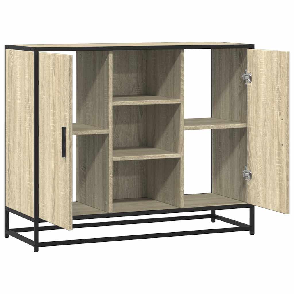 Modern Wooden Sideboard Storage Cabinet Unit With 2 Doors & Open Shelves Wood