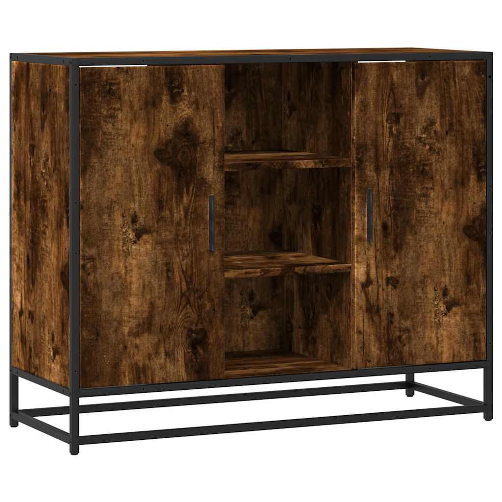 Modern Wooden Sideboard Storage Cabinet Unit With 2 Doors & Open Shelves Wood