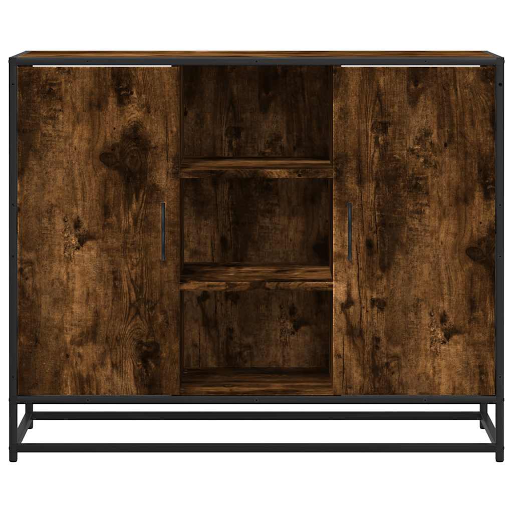 Modern Wooden Sideboard Storage Cabinet Unit With 2 Doors & Open Shelves Wood