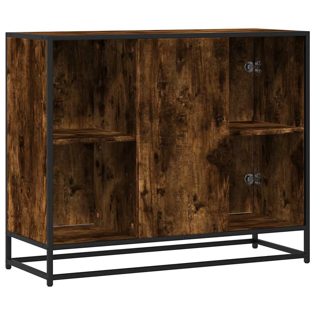 Modern Wooden Sideboard Storage Cabinet Unit With 2 Doors & Open Shelves Wood