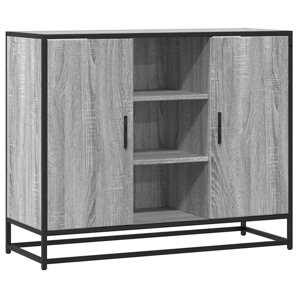 Modern Wooden Sideboard Storage Cabinet Unit With 2 Doors & Open Shelves Wood