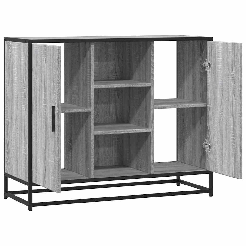 Modern Wooden Sideboard Storage Cabinet Unit With 2 Doors & Open Shelves Wood