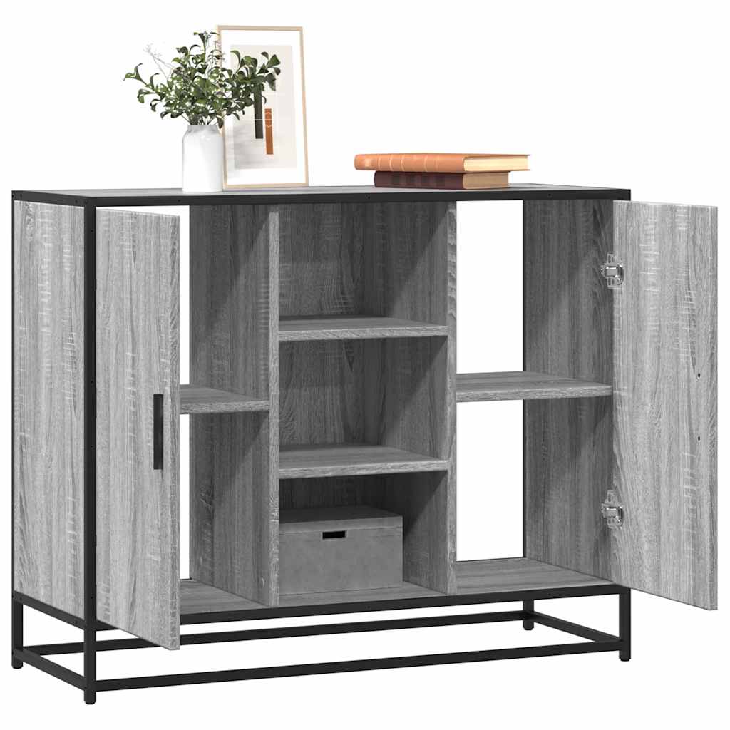 Modern Wooden Sideboard Storage Cabinet Unit With 2 Doors & Open Shelves Wood