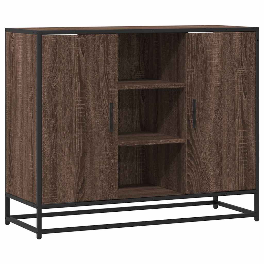 Modern Wooden Sideboard Storage Cabinet Unit With 2 Doors & Open Shelves Wood