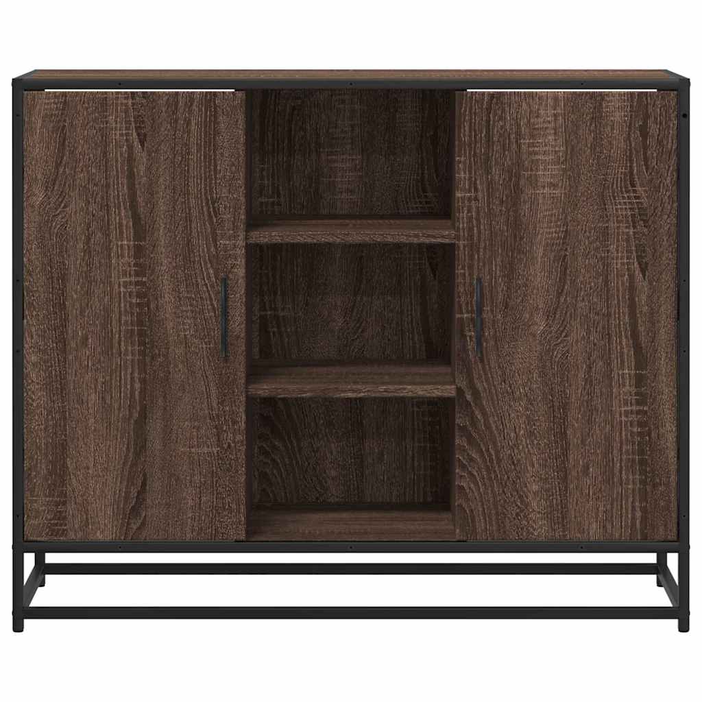 Modern Wooden Sideboard Storage Cabinet Unit With 2 Doors & Open Shelves Wood