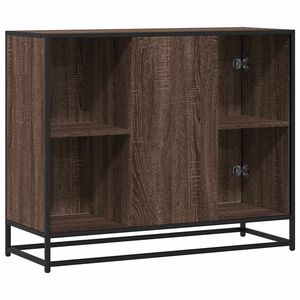 Modern Wooden Sideboard Storage Cabinet Unit With 2 Doors & Open Shelves Wood