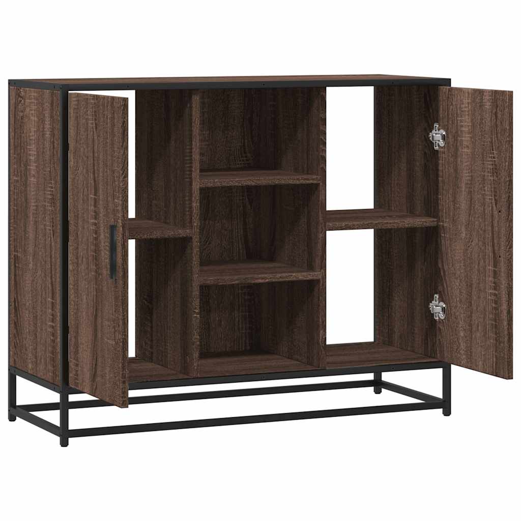 Modern Wooden Sideboard Storage Cabinet Unit With 2 Doors & Open Shelves Wood