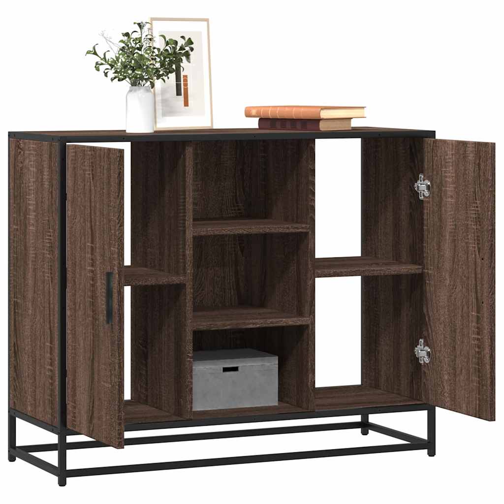 Modern Wooden Sideboard Storage Cabinet Unit With 2 Doors & Open Shelves Wood