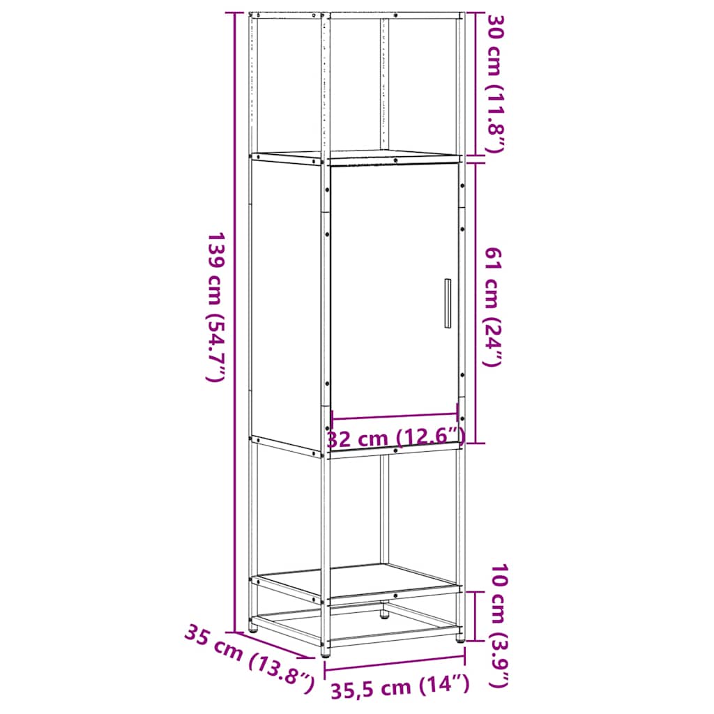 Highboard Black 35.5x35x139 cm Engineered Wood and Metal