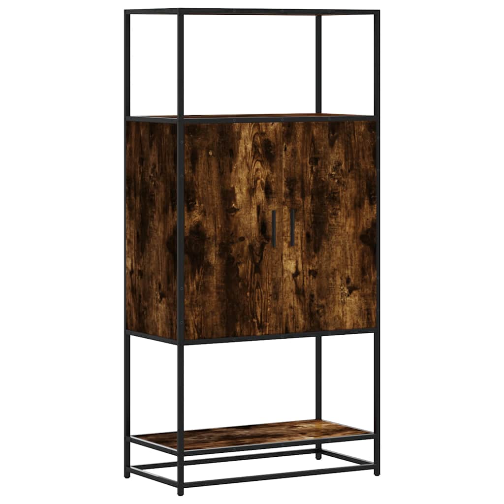 Highboard Smoked Oak 68x35x139 cm Engineered Wood and Metal