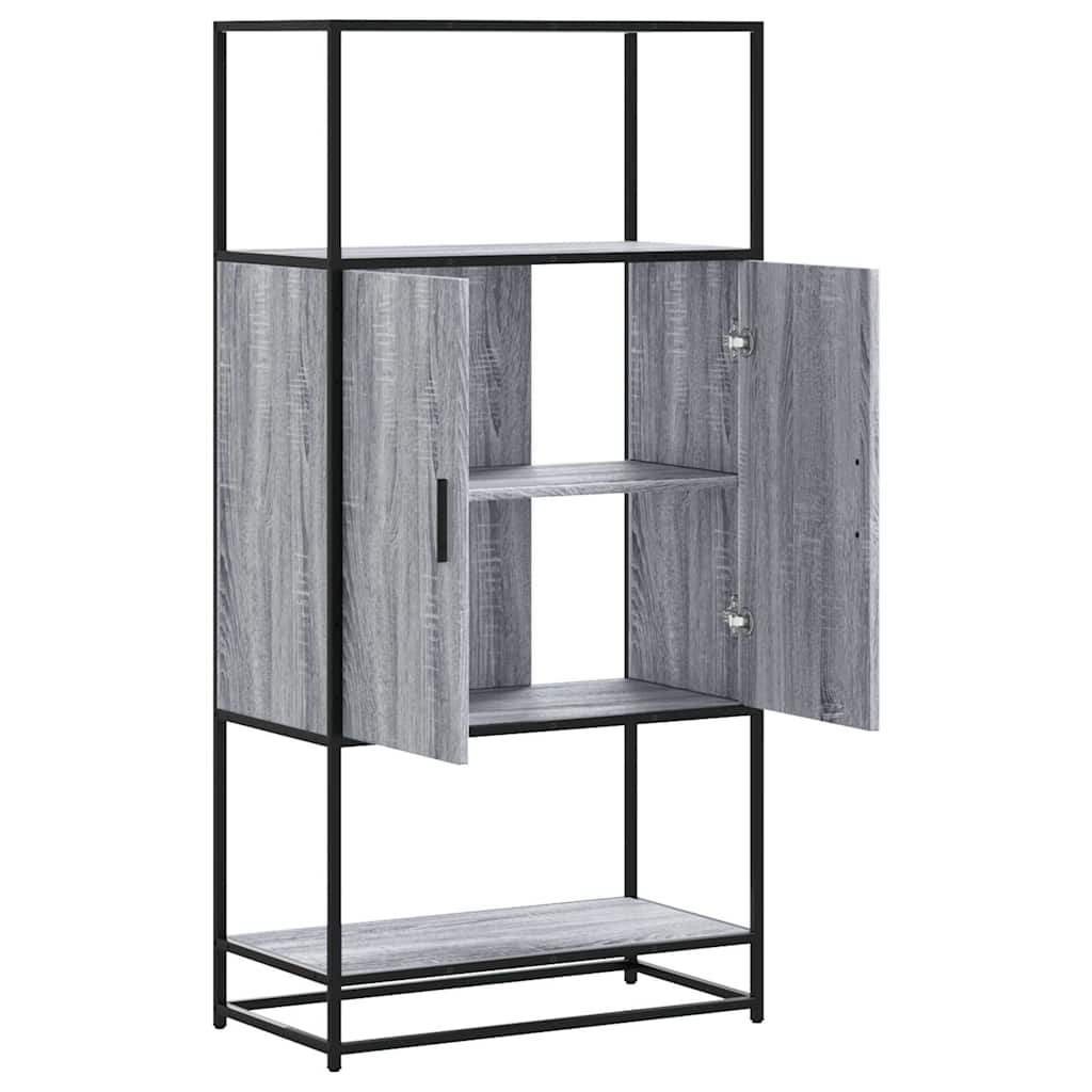 Highboard Grey Sonoma 68x35x139 cm Engineered Wood and Metal