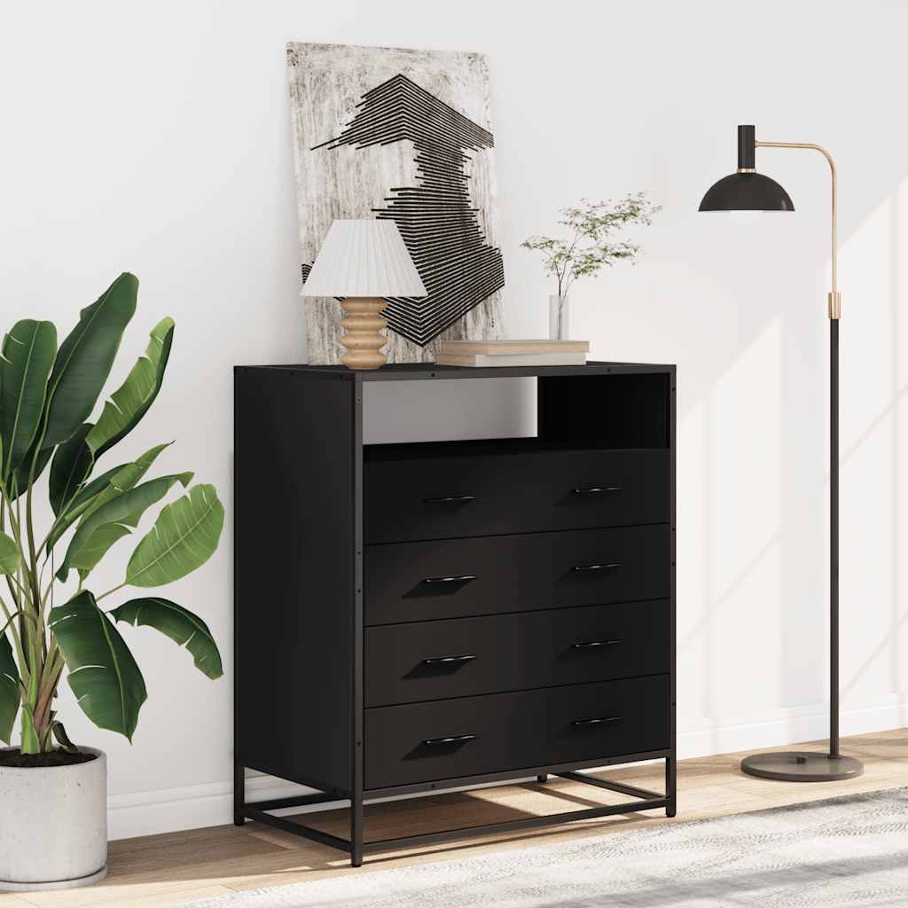 Drawer Cabinet Black 70x41x83.5 cm Engineered Wood