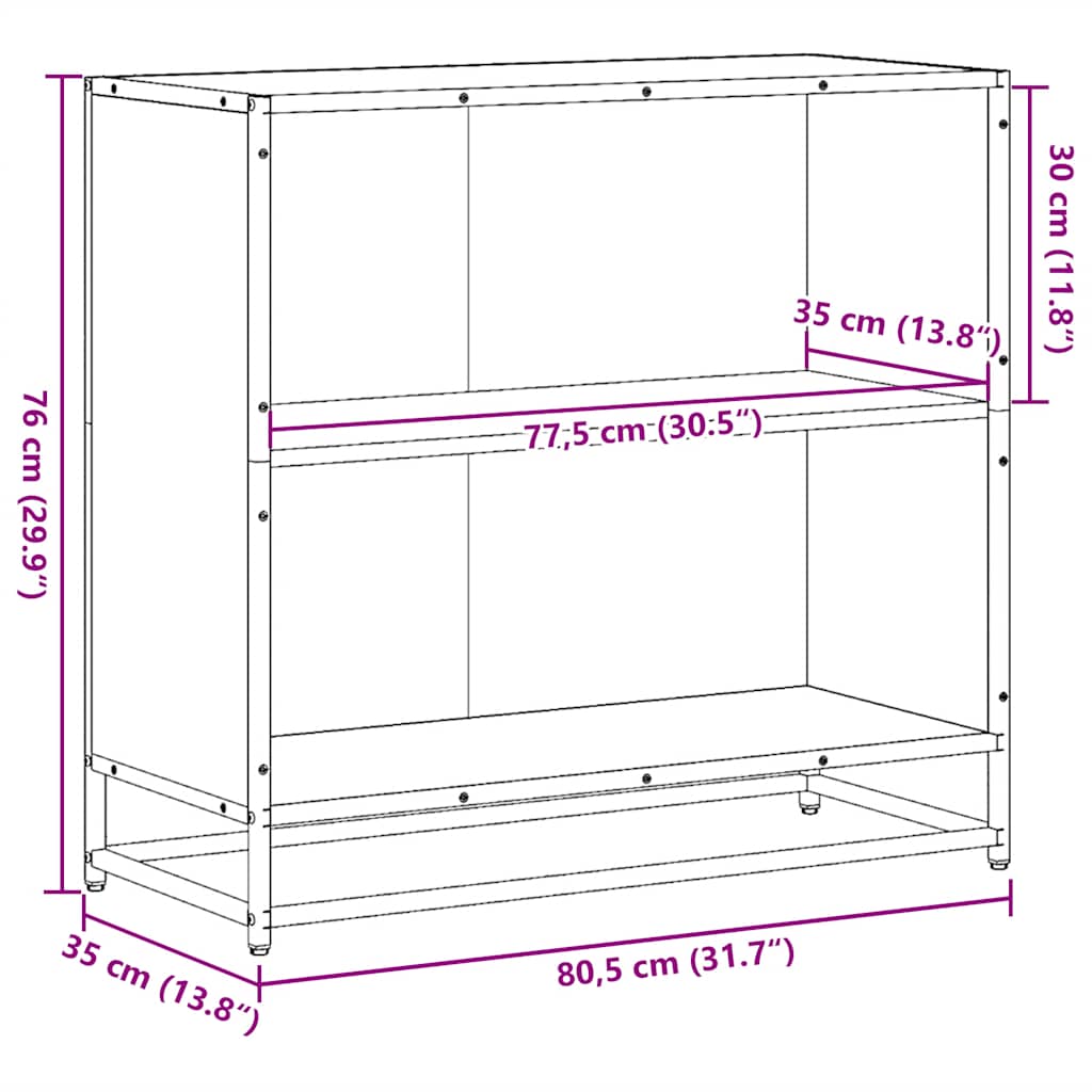 Book Cabinet Black 80.5x35x76 cm Engineered Wood