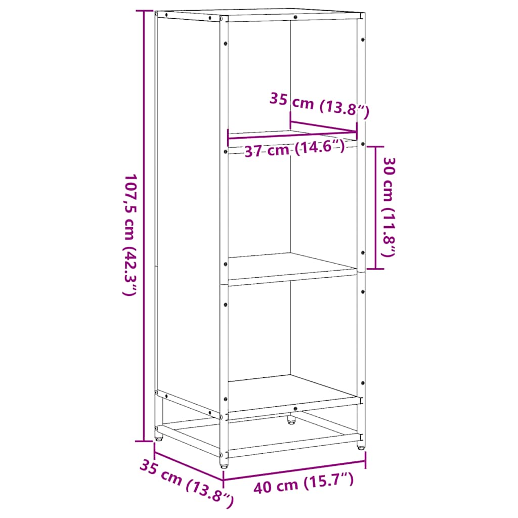 Book Cabinet Black 40x35x107.5 cm Engineered Wood