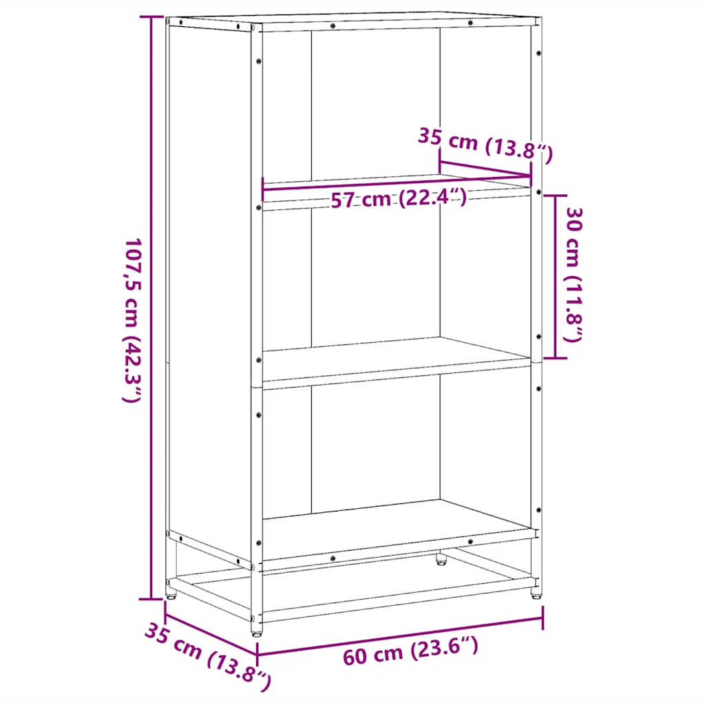 Book Cabinet Smoked Oak 60x35x107.5 cm Engineered Wood