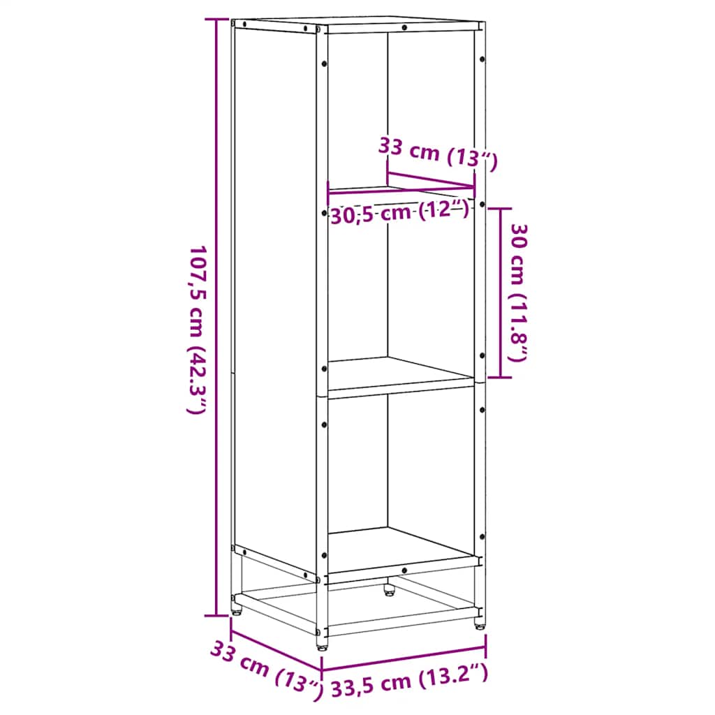 Book Cabinet Black 33.5x33x107.5 cm Engineered Wood