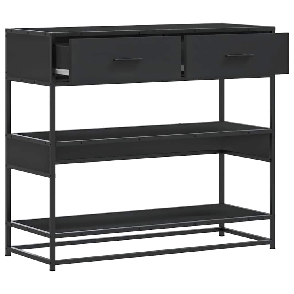 Modern Wooden Hallway Console Table With 2 Storage Drawers & Shelves Wood