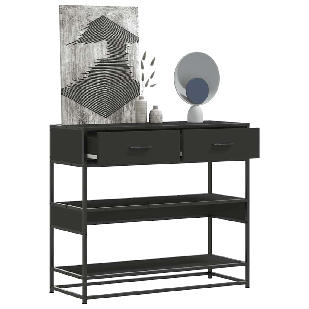 Modern Wooden Hallway Console Table With 2 Storage Drawers & Shelves Wood