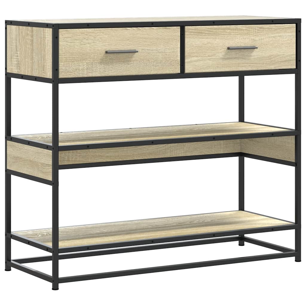 Modern Wooden Hallway Console Table With 2 Storage Drawers & Shelves Wood