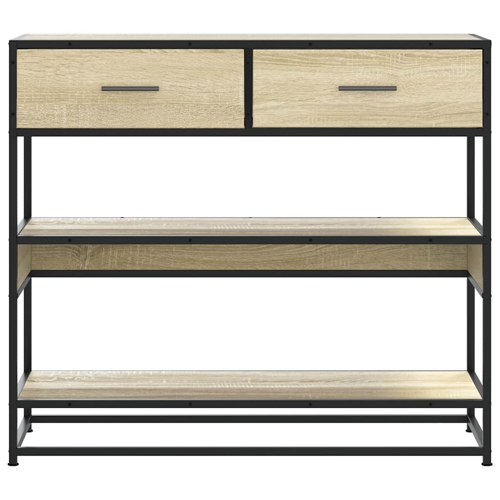 Modern Wooden Hallway Console Table With 2 Storage Drawers & Shelves Wood