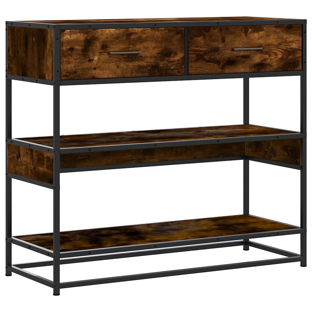 Modern Wooden Hallway Console Table With 2 Storage Drawers & Shelves Wood
