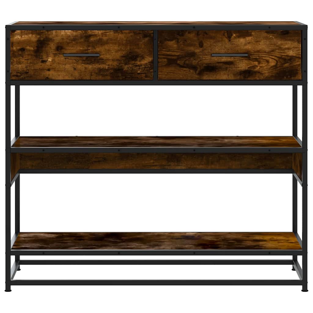 Modern Wooden Hallway Console Table With 2 Storage Drawers & Shelves Wood