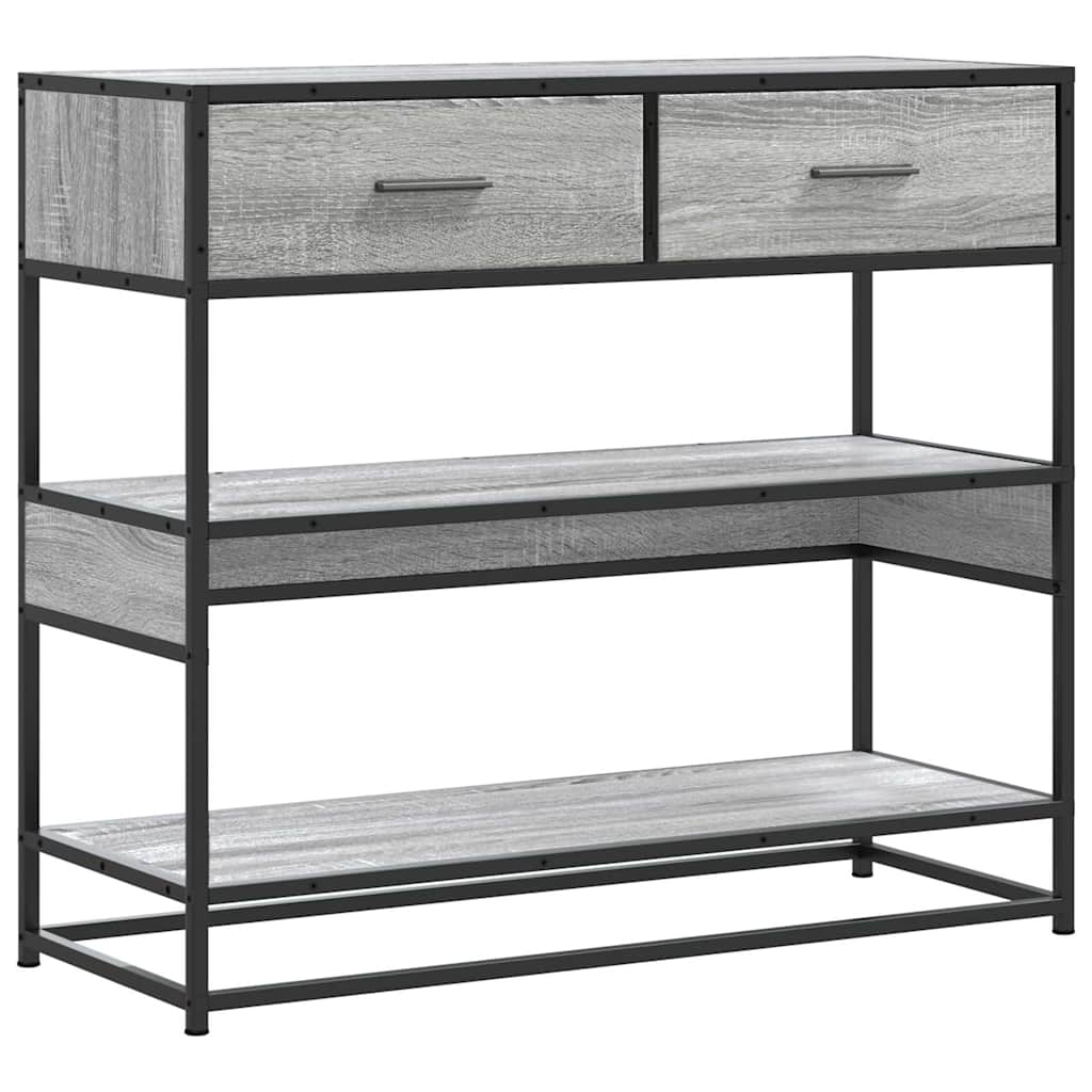 Modern Wooden Hallway Console Table With 2 Storage Drawers & Shelves Wood