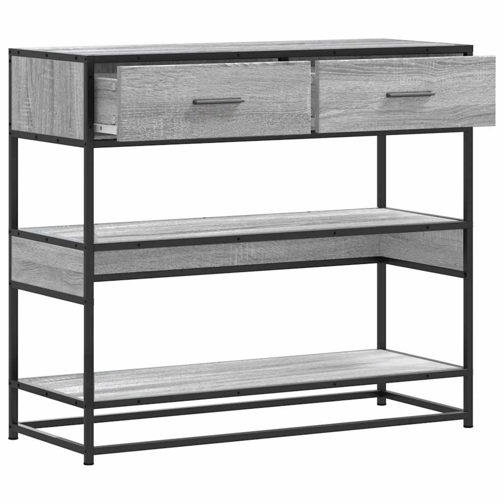 Modern Wooden Hallway Console Table With 2 Storage Drawers & Shelves Wood