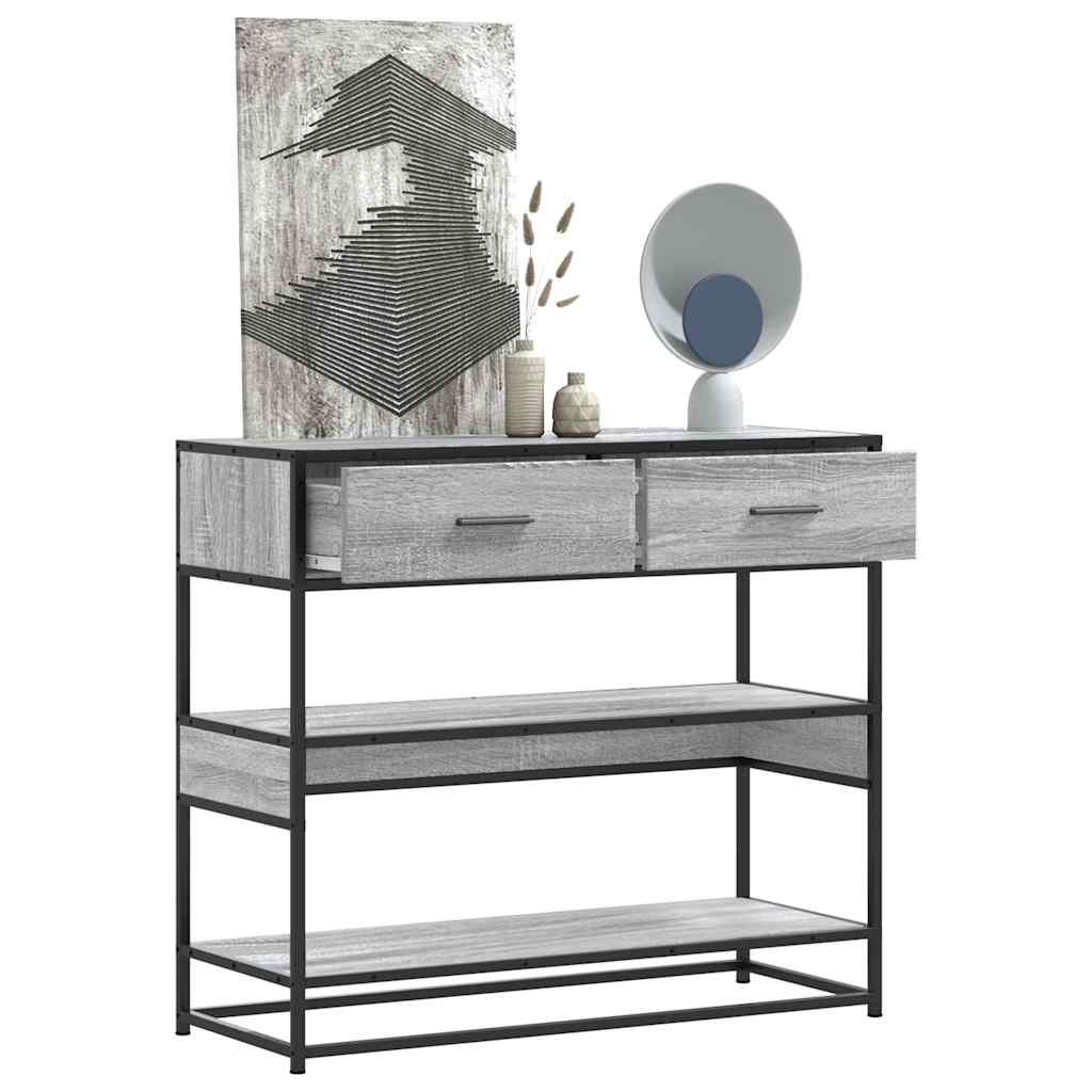 Modern Wooden Hallway Console Table With 2 Storage Drawers & Shelves Wood