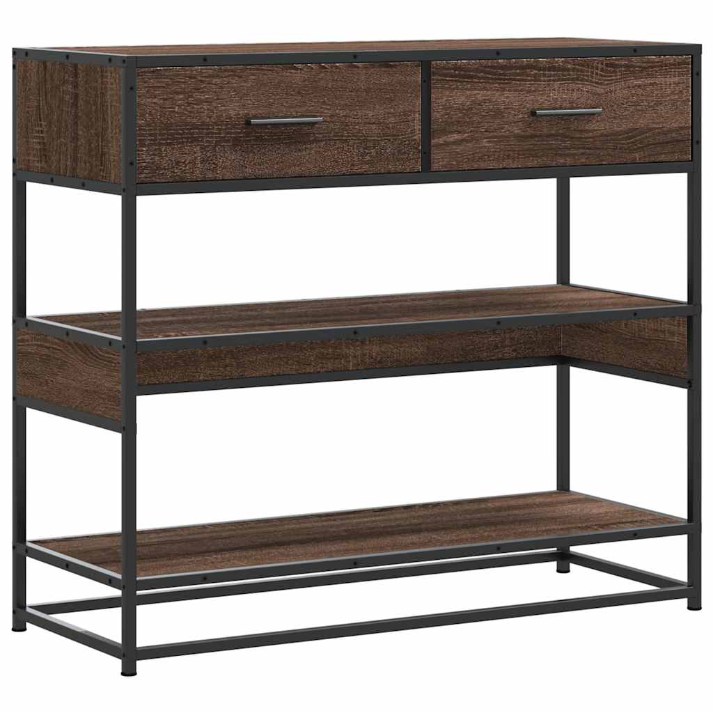 Modern Wooden Hallway Console Table With 2 Storage Drawers & Shelves Wood