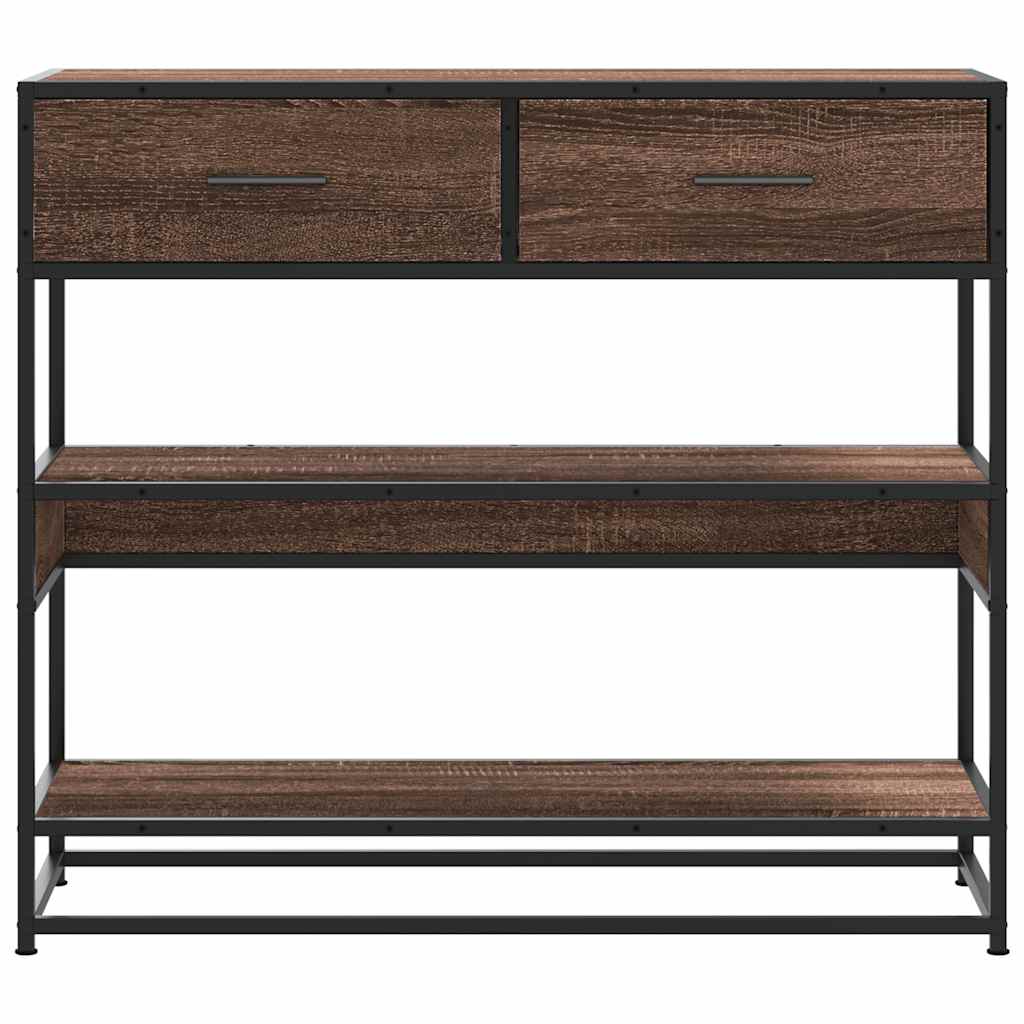 Modern Wooden Hallway Console Table With 2 Storage Drawers & Shelves Wood