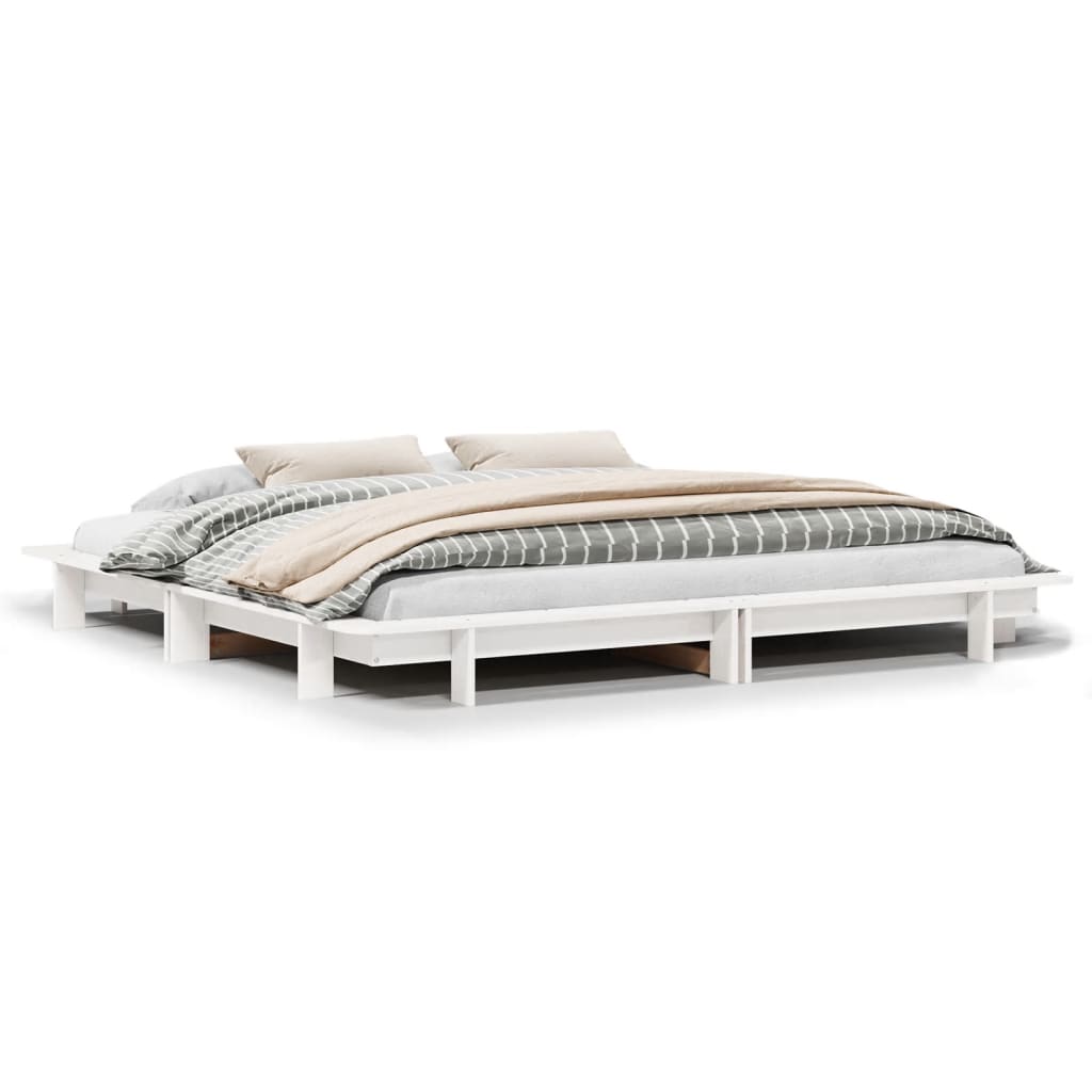 Bed Frame without Mattress White 160x200 cm Solid Wood Pine