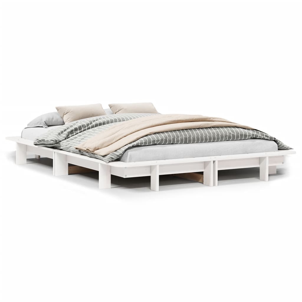 Bed Frame without Mattress White 120x190 cm Small Double Solid Wood Pine