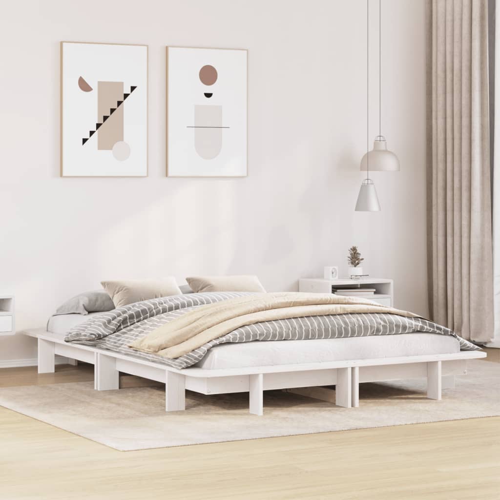 Bed Frame without Mattress White 120x190 cm Small Double Solid Wood Pine