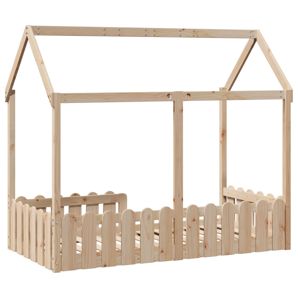 Kids' House Bed Frame without Mattress 80x160 cm Solid Wood Pine