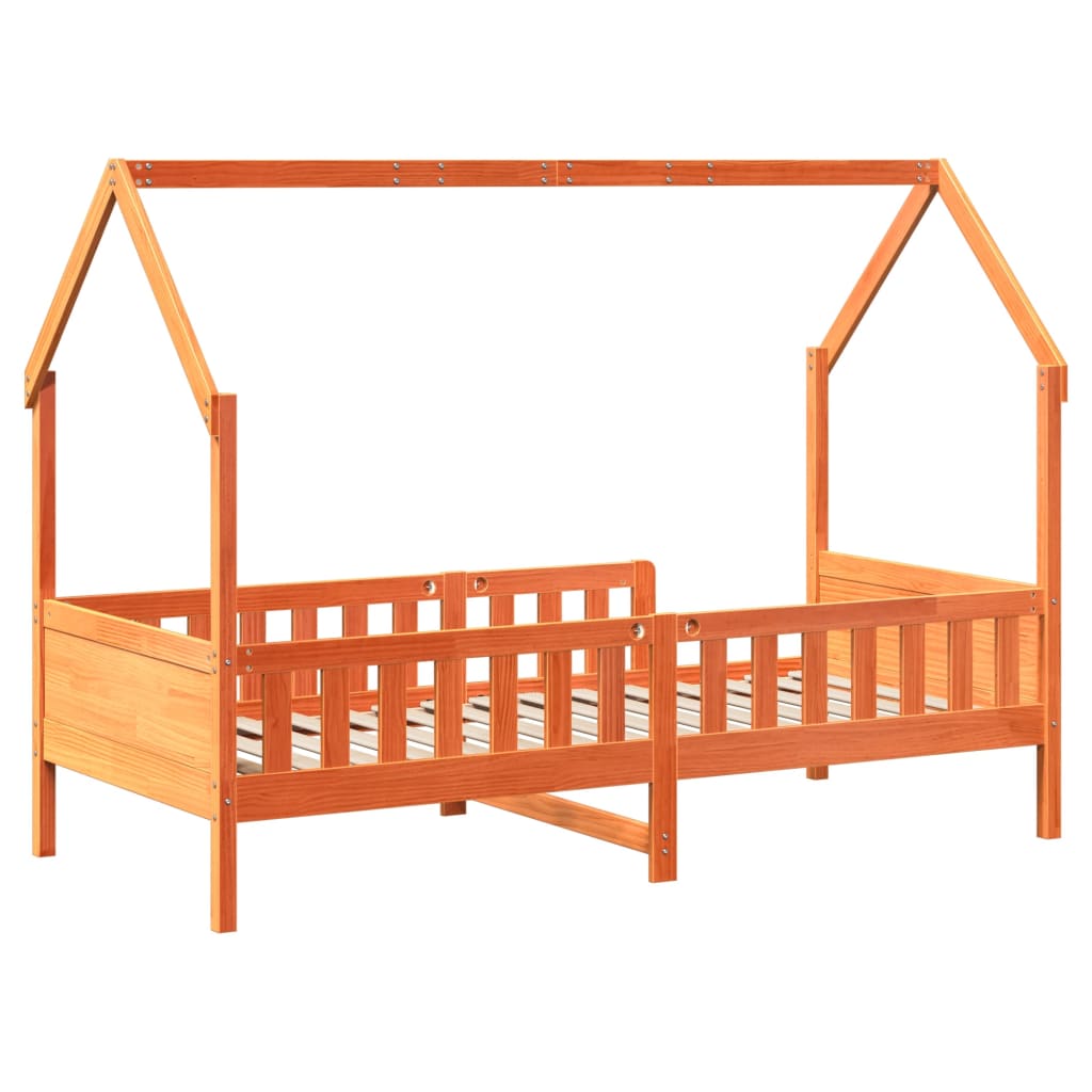 Kids' House Bed Frame without Mattress Wax Brown 90x200 cm Pine