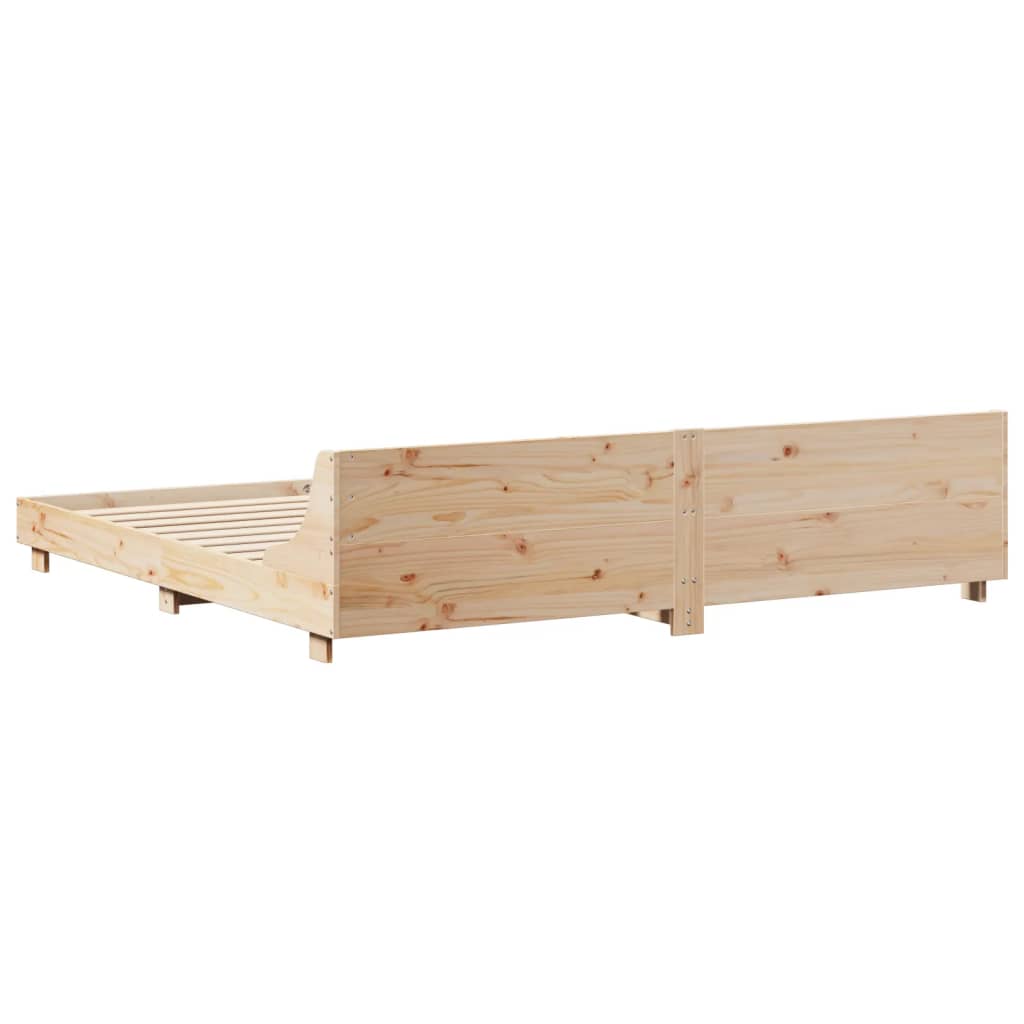 Rustic Wooden Super King Size 180cm Bed Frame Base With Headboard