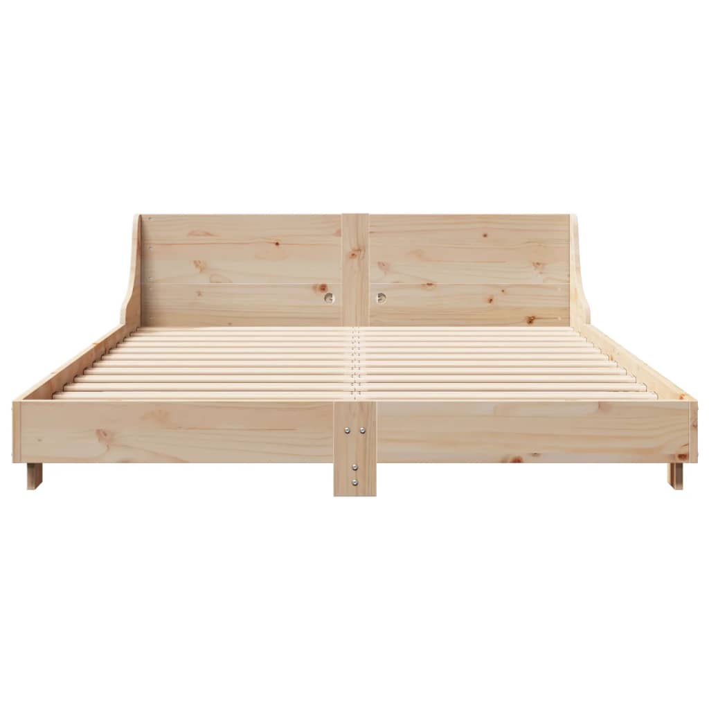 Rustic Wooden Queen Size 160cm Bed Frame Base With Headboard