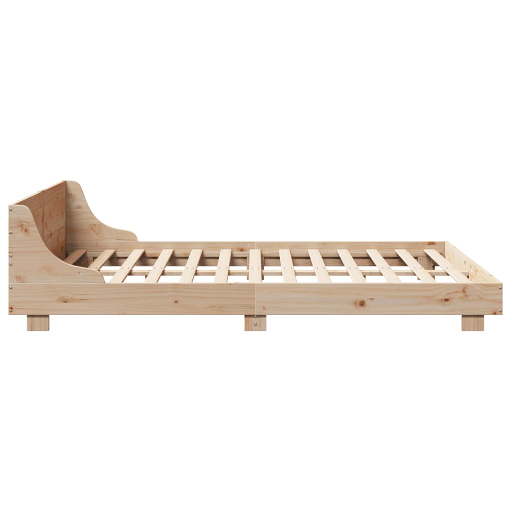 Rustic Wooden Queen Size 160cm Bed Frame Base With Headboard