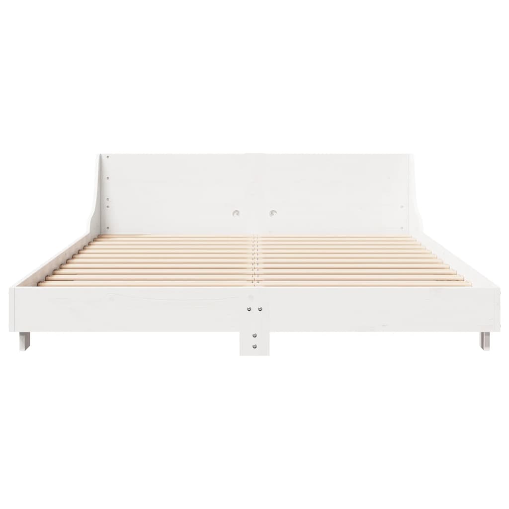 Rustic Wooden Queen Size 160cm Bed Frame Base With Headboard