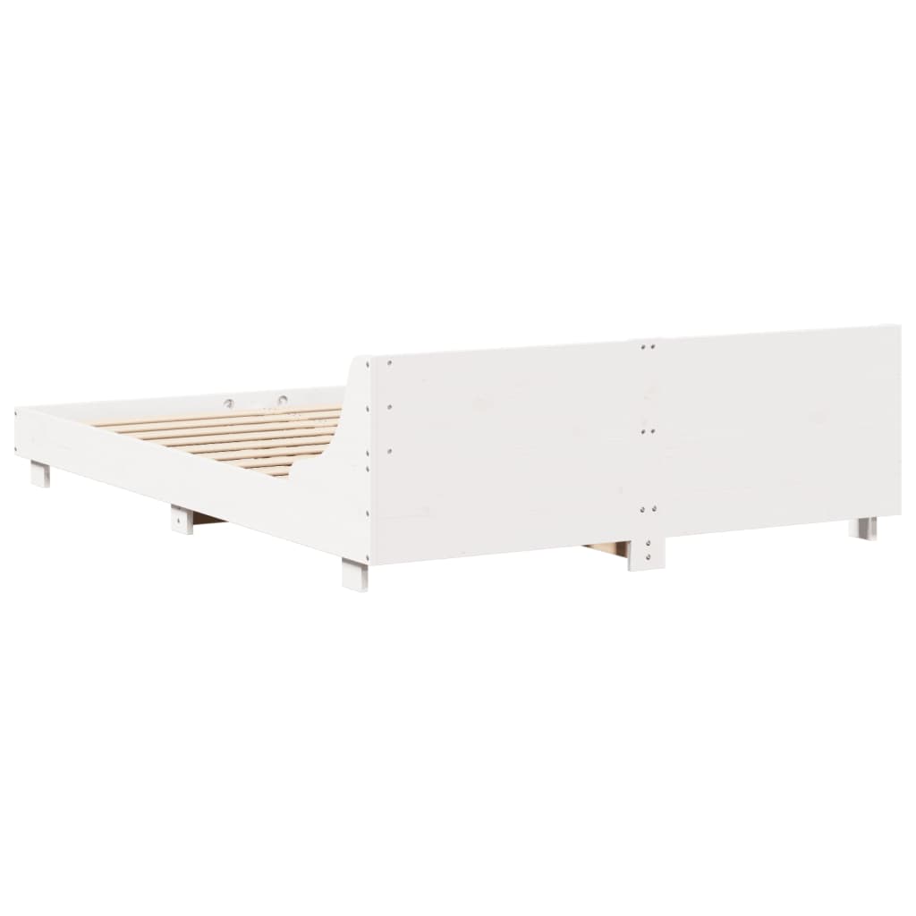 Rustic Wooden Queen Size 160cm Bed Frame Base With Headboard