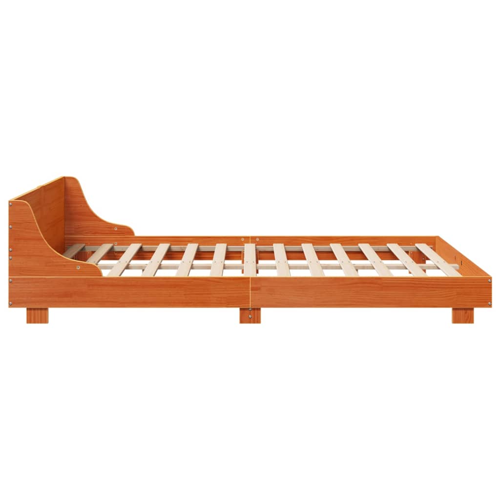Rustic Wooden Queen Size 160cm Bed Frame Base With Headboard