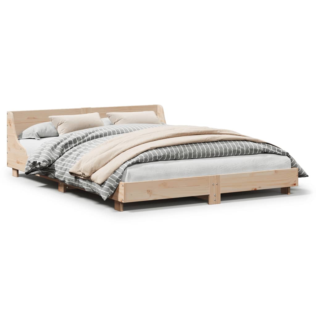 Rustic Wooden King Size 150cm Bed Frame Base With Headboard
