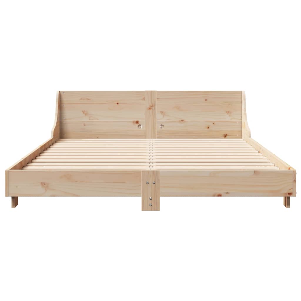 Rustic Wooden King Size 150cm Bed Frame Base With Headboard