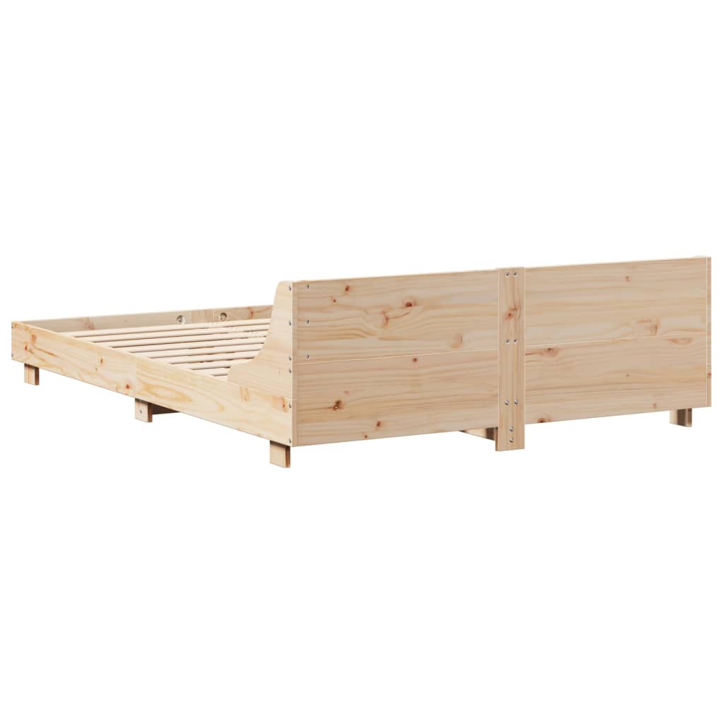 Rustic Wooden King Size 150cm Bed Frame Base With Headboard
