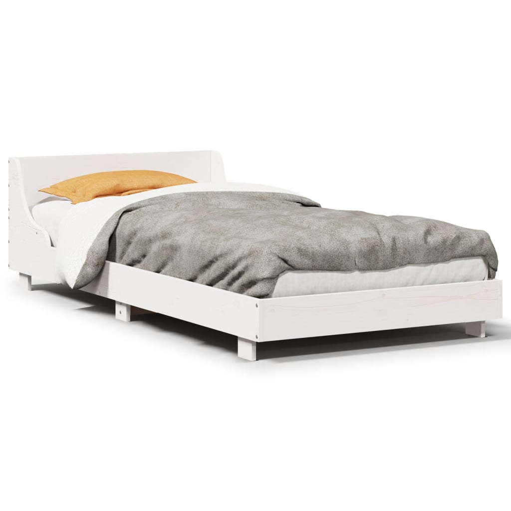 Bed Frame without Mattress White 100x200 cm Solid Wood Pine