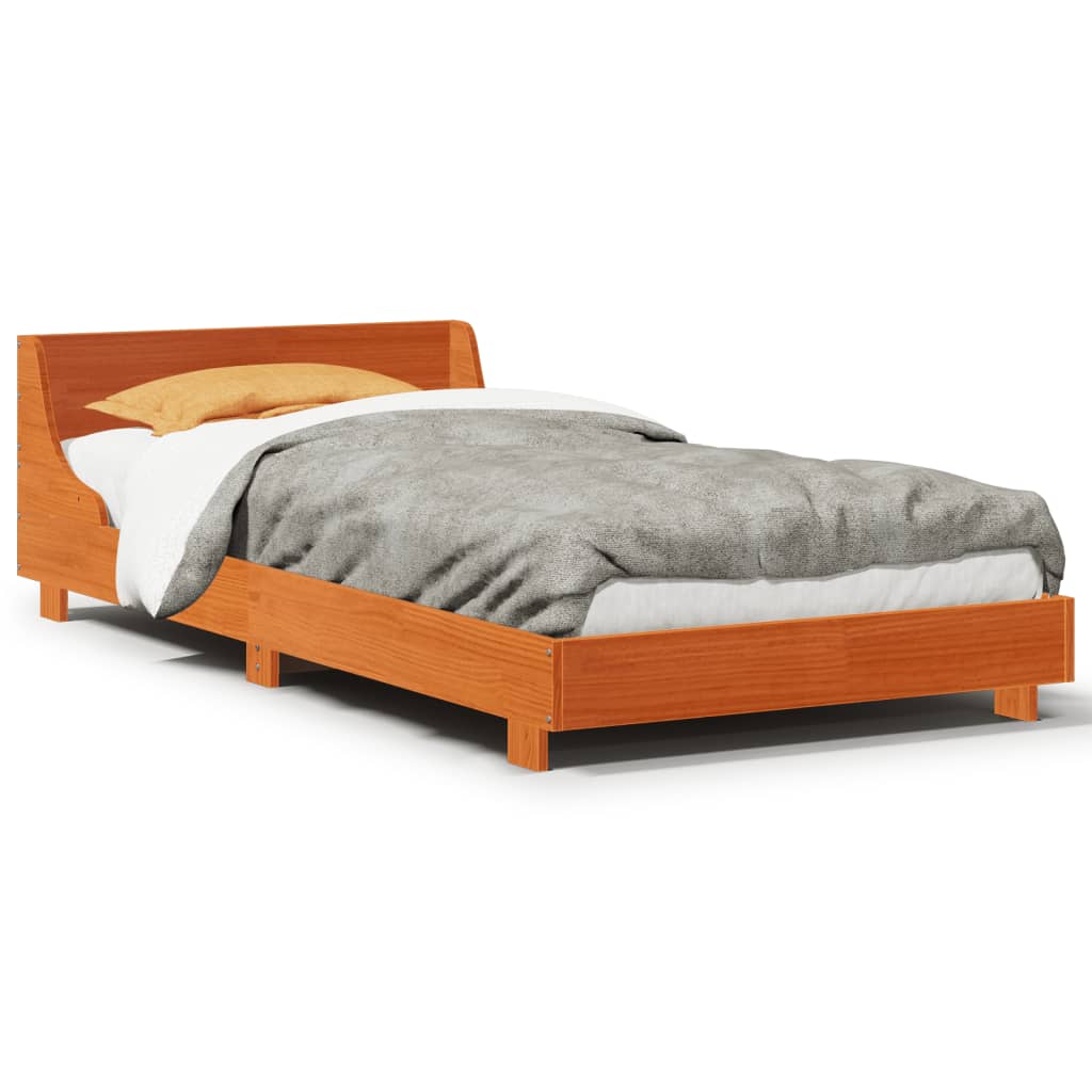 Bed Frame without Mattress Wax Brown 100x200 cm Solid Wood Pine