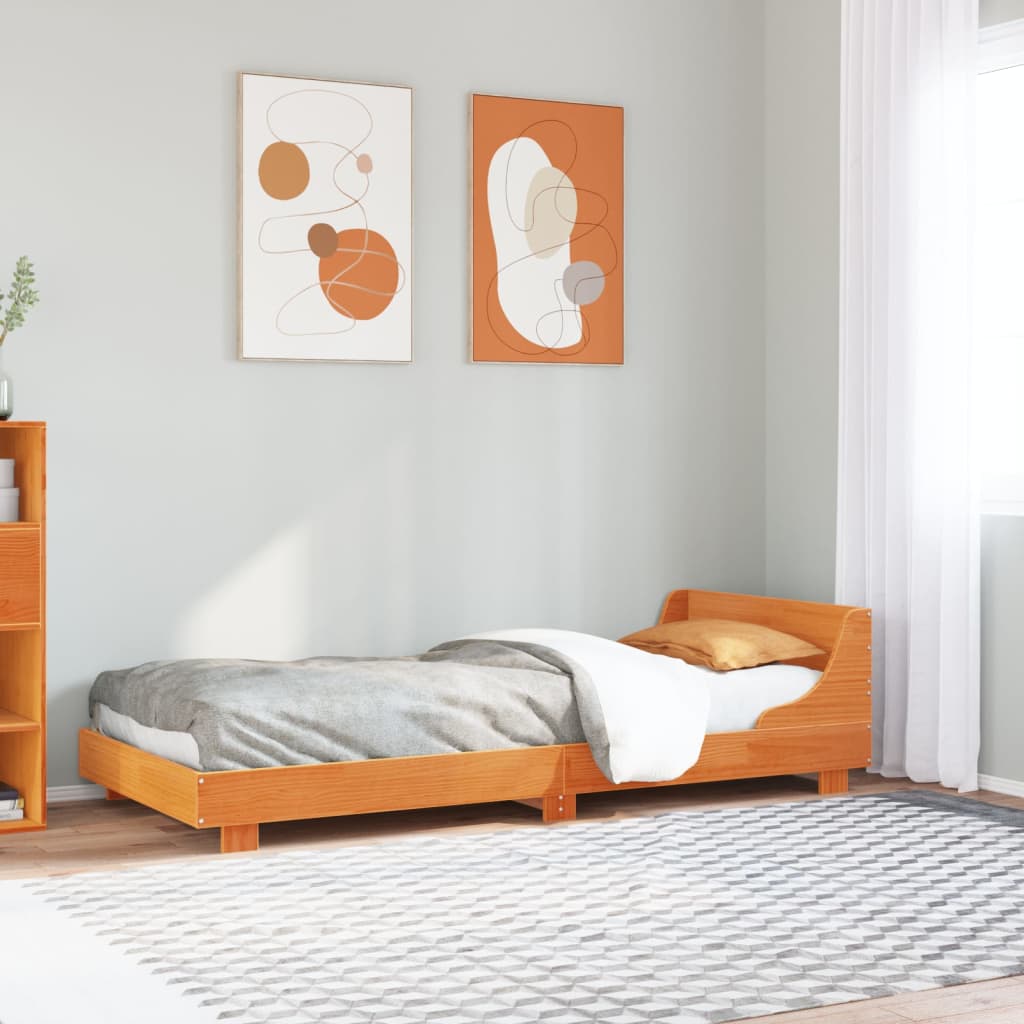 Bed Frame without Mattress Wax Brown 100x200 cm Solid Wood Pine